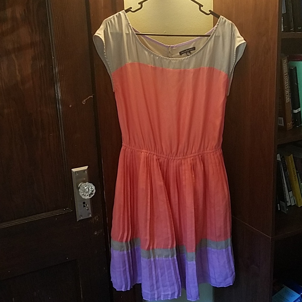 Coral Pleated Dress